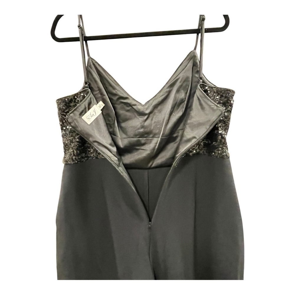 Eliza J Black jumpsuit sequin top spaghetti strap zip back empire waist size 14 - Picture 5 of 14